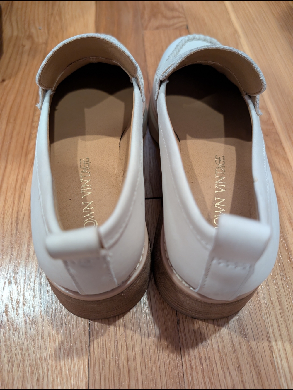 White Leather Chunky Penny Loafers - Crown Vintage - Picture 4 of 6